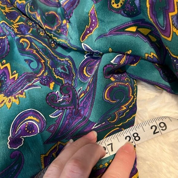 Vintage Spenser Jeremy blue and green silk paisley zip bomber jacket size large - Picture 11 of 13